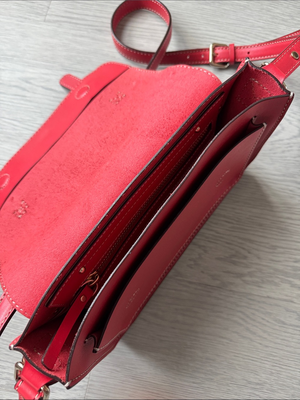 kate spade Red Leather Crossbody Bag with Buckle Straps - Picture 10 of 13